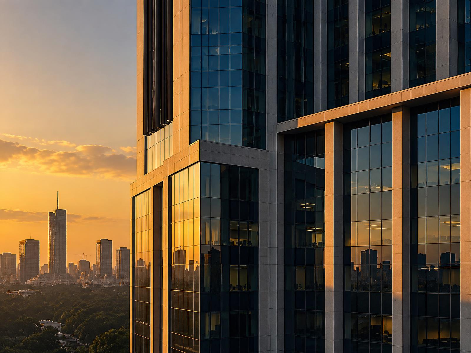 Nairobi central business district architecture at golden hour